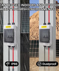 Installed Beefy Solar Panel Disconnect Switch 125A 1000VDC Two Pole Outdoor DC Shutoff Box on wall in rainy and dry environments