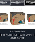 Product packaging of PowerClean X80 Cloths Heavy Duty Wipes Brag Box Blue 152 Sheets Per Box Extra Absorbent Wipes