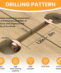 Killer Fit Four Pack M8x100MM Countertop Connector Bolts With Half Moon Washers And Hex Nuts For zero wobble counter joint fastening, drilling pattern and measurements.