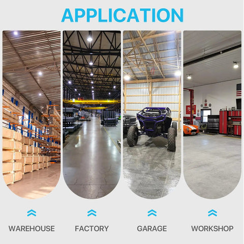 UFO Led High Bay Light 150W 21,750 Lumen 5000K Dimmable One To Ten Volt UL Listed, lighting applications in warehouse, factory, garage, workshop