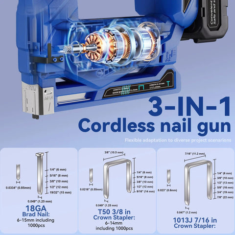 Image showing the internal components of the 2 In 1 Cordless Brad Nailer And Staple Gun With Brushless Motor For DIY And Upholstery Work.