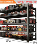 Heavy Duty 5 Tier Garage Shelving Unit 88 Inch High Industrial Storage Shelf With Adjustable Posts And Double Layer Beams Built Tough