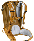 Back view of 30L Ski Tour And Mountaineering Backpack Built For Powder Days With Weatherproof Breathable Fabric Cinnamon Almond Color