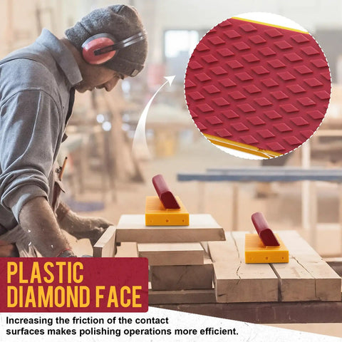 Two Pack Table Saw Push Blocks Yellow Safety Gear With Pro Grade Anti Slip Pads And Offset Handles used in woodworking shop