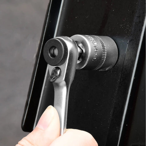 Close-up of 2-in-1 72-tooth ratchet wrench in use from Ratcheting Screwdriver Bit And Socket Set With Magnetic Precision Bits.