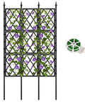 Heavy Duty 5.25ft Metal Garden Trellis For Climbing Plants Indoors Or Outdoors With Black Iron Tube Frame and twist ties