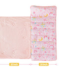 Pink Princess Toddler Nap Mat For Preschool Girls With Removable Blanket And Pillow Unicorn Castle Pattern Slumber Bag