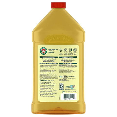 Back label view of 32 oz bottle of Original Wood Cleaner Liquid That Safely Cleans All Wood Surfaces And Brings Out Their Natural Beauty