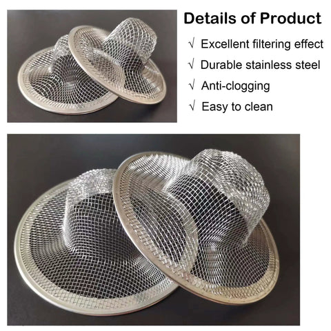 Two stainless steel mesh sink strainers from the Twenty Pack Hair Catching Drain Strainers Two Point One Two Inch Mesh Basket Sink Filter Screen.