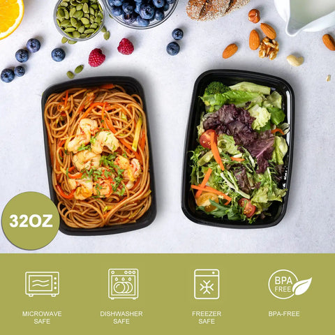 50 Pack 32oz Meal Prep Containers With Leakproof Lids BPA-Free Plastic Food Storage Reusable To Go Boxes For Weekly Lunches