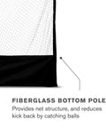 7 Foot Wide Baseball Softball And Golf Hanging Practice Net with durable fiberglass bottom pole detail for structure