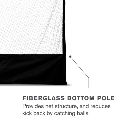 7 Foot Wide Baseball Softball And Golf Hanging Practice Net with durable fiberglass bottom pole detail for structure