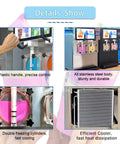 Commercial Dual Tank Ice Slush Machine For Top Shelf Margaritas And Creamy Milkshakes With Smart Freeze Tech and visible plastic handle for precise control.