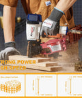 Badass Heavy Duty Roofing Nail Gun Built With Heat Treated Alloy Nose For Serious Shingle Installations And Residential Builds That Delivers Sick Performance On Every Busy Job Site Project in action driving nails into wood.