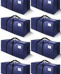 8 Pack Heavy Duty Moving Bags With Wrap Around Handles Ultra Large 24 Gal Storage Totes For Space Saving And Easy Clothes Organization