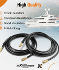 Two 16 Ft Outboard Hydraulic Steering Hose Kit HO5116 For SeaStar Teleflex Systems With Pre Attached Fittings in front of yacht