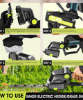 Step-by-step guide for using 20V Cordless Hedge Trimmer With Long Blade For Hedges And Small Trees And Short Blade For Grass