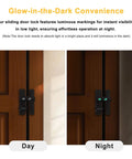 3 Digit Keyless Barn Door Latch With 180 Degree Flip For Sliding Gates And Cabinets Easy Password Security installed on door day and night view