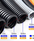 1/4 inch wire loom split tubing, various diameters, flexible cover for automotive, marine, industrial projects, cable protection