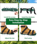 Installation of Dope Lawn Aerator Shoes With 1.65 Inch Spikes, Adjustable Inflatable Design in green with lace detail