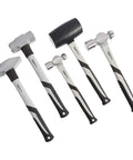 Five Piece Hammer Set With Shock Absorbing Fiberglass Handles, Forged Alloy Steel Heads, Non Slip Grips For Tough Construction