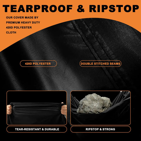 Adult Tricycle Cover Durable 420D Oxford Cloth Windproof Buckle Lock Hole Heavy Duty Weatherproof Shield For 3 Wheel And Electric Trikes Fits Most Bikes Indoors Or Outdoors Rain Or Shine Ready Garage Or Home, 420D polyester tearproof fabric with double stitched seams