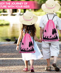 Children wearing safari hats and pink backpacks from Girls Outdoor Explorer Kit With Bug Catcher Gear For Backyard Adventures