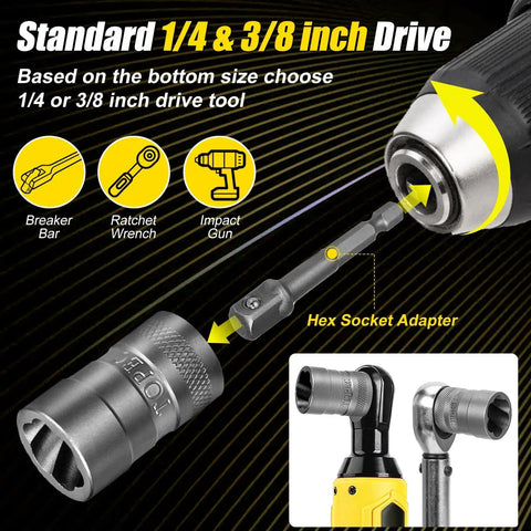 20 Piece Upgraded Bolt Extractor Set Built Tough For Impact Lug Nut Remover with hex socket adapter and tools