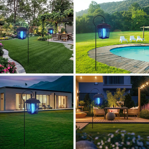 61 Inch Shepherds Hook Bug Zapper Outdoor Hanger Ground Stake Garden Plant Stand Stake For Flower Baskets Bird Feeders And Wedding Decor Easy Yard Setup in various outdoor settings