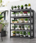 Beefy 5 Tier Heavy Duty Wire Garage Shelving System 72 By 59 By 20 Inch 2500 Lbs Capacity Adjustable Industrial Shelves outdoors with plants