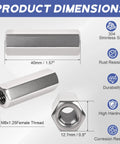 Eight Pack M8 X 1.25 Stainless Steel Hex Coupling Nuts 40mm Length 304 Grade Rod Coupler Nuts dimensions and features