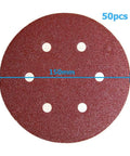 Top Notch Sandpaper Pack Featuring 50pcs Grit 180 Aluminum Oxide Discs With Hook Loop For Fast Wood Metal Rust Removal Polishing And Smoothing Surfaces, 150mm sanding disc with holes.