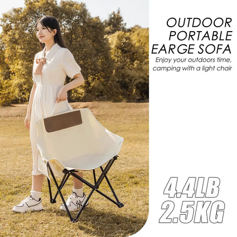 Ultralight Folding Camping Chair With 450 Pound Capacity For Outdoor Adventures Beach Or Campground Off White Durable Steel Frame