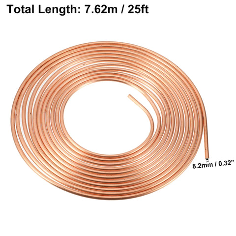 Coiled 25 Ft 5/16 Inch Brake Line Tubing Kit Flexible Copper Coated With 16 Inverted Flare Fittings shown in total length