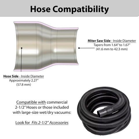 Diagram of Two And A Half Inch Hose Adapter For Miter Saws Quick Hookup And Easy Dust Collection Connection Fits Models DWS713 DWS715