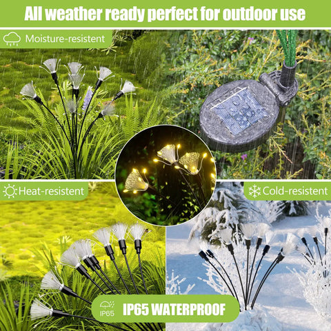 Outdoor Solar Lights Wind Activated Swaying Garden Path Lights With Color Changing RGB Decorative Solar Pathway Lamps For Yard And Patio No Fuss Install 4 Pack; different weather conditions settings.