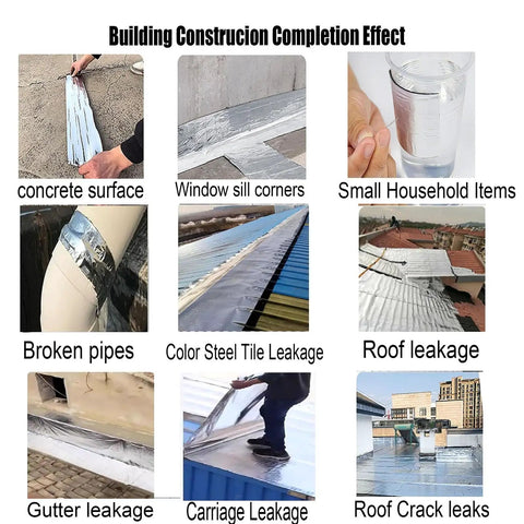 Image of Super Heavy Duty Waterproof Aluminum Foil Tape Stops Roof Leaks Cold Self Adhesive SBS Asphalt Tape sealing roof and gutter leaks.