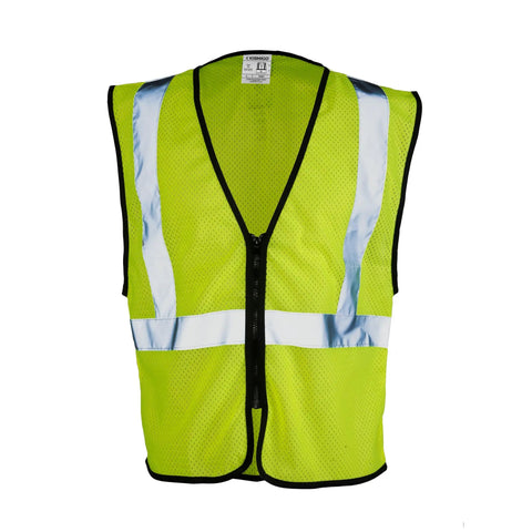 Mens High-Vis Mesh Vest With Zip-Front And Neon Lime Shade To Stay Fresh While Working Hard, breathable poly mesh construction.
