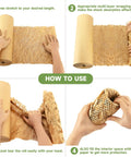 Demonstration of using Honeycomb Packing Paper Wrap 15x328 Inches For Moving And Shipping Pro Grade Cushioning That Replaces Bubble Wrap Eco Friendly Recyclable Durable Protection You Can Trust Includes 48 Fragile Labels with hands stretching and wrapping paper.