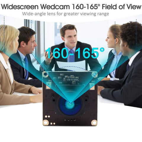 4K USB Camera With 170 Degree Fisheye Lens And Built In Microphone used in business meeting, ultra wide field of view demonstration