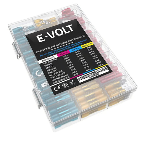 All In One Heat Shrink Wire Connectors Kit With 270 Pc Waterproof Electrical Crimp Terminals labeled box package