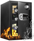 2.5 Cu Ft Home Safe Box, Heavy Duty Steel Digital Lock Security Safe With LED Light, Type-C External Charge, Fireproof, Anti Pry Safe For Money, Jewelry, Documents, open showing contents.