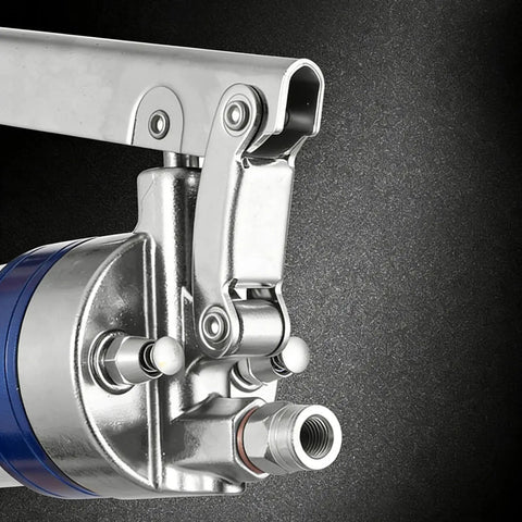 Pro Single Lever Grease Tool With Aluminum Body showing nozzle and T handle pull rod in detail.
