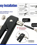 Rivet Nut Setter Kit With 430 Rivet Nuts, Five Sizes From 6-32 To 5/16-18, Includes Easy Install Tool, Built Tough For Metal, Wood, Plastic And Marine Projects, easy installation steps shown