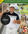 Smiling man holding Golf Chipping Net With Tri Turf Hitting Mat Set Foldable Practice Target 12 Foam Balls 6 Tees Carry Bag.