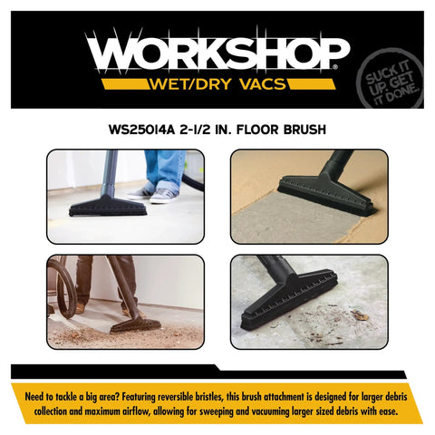 Floor Brush Attachment For Wet Dry Vacuums And Shop Vacuum Cleaners Heavy Duty Floor Brush used on various surfaces and debris