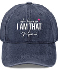 Navy blue cap with 'Oh honey I am that Mimi' text, Fresh Daily Dope Comfort Women Navy Blue Adjustable Cap With Soft Feel And Luxe Comfort