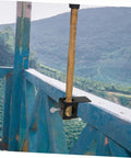Adjustable Deck Torch Holder Bracket with Pole Clamp for Outdoor Tiki Torches, Durable G Clamp on a patio railing