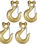 4 Pack 5/16 Inch Grade 70 Clevis Slip Hooks With Safety Latches Built Like A Tank Forged Steel Rigging Tow Winch Trailer Setup Heavy Hitter 14000 Pound Capacity Rock Solid