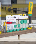 Matchfit Dovetail Clamp Pro Bundle With Dado Stop Half Inch Shank DIY Router Jig Kit displayed on a wooden work surface